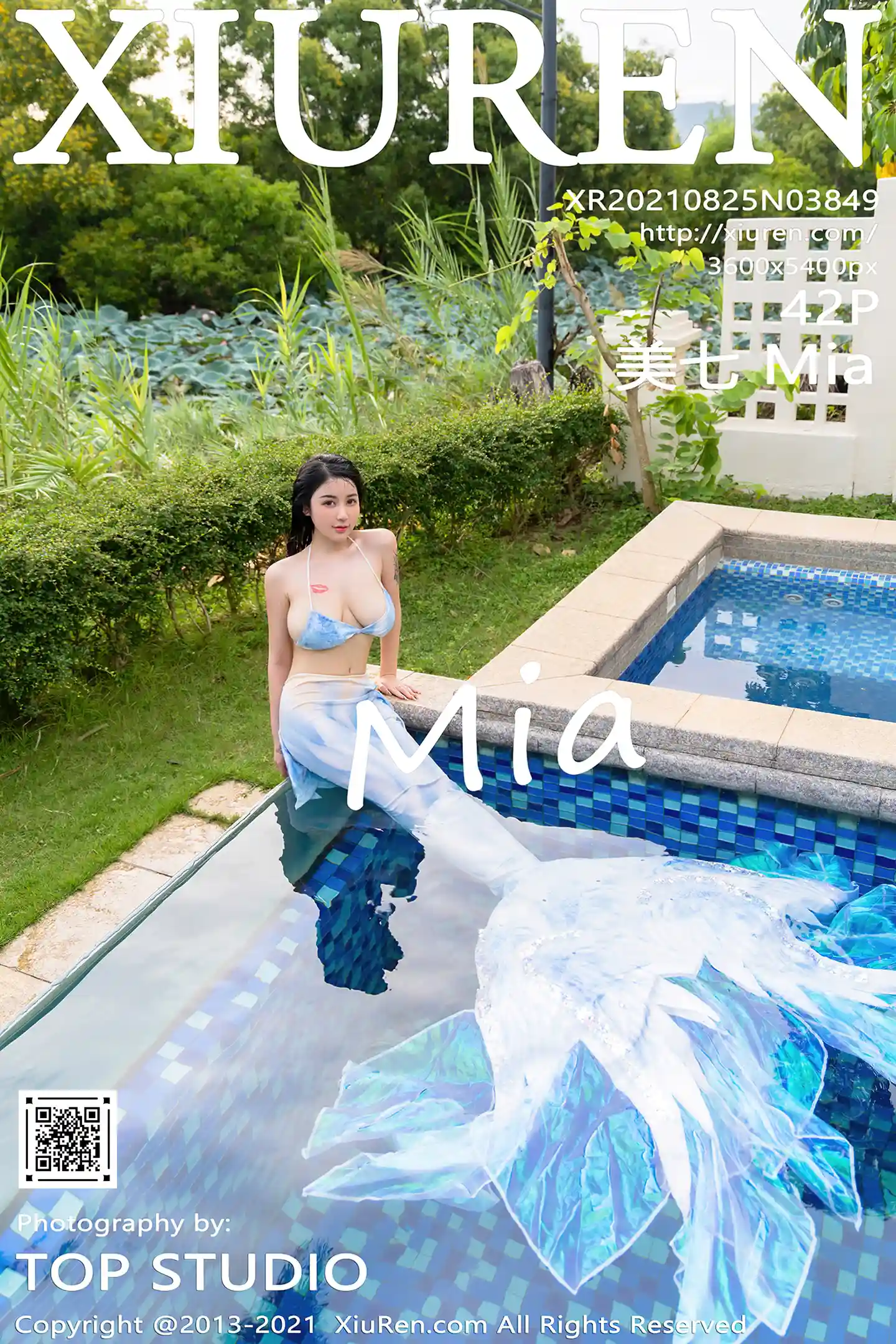 [XiuRen秀人网]VOL.3849 模特美七Mia三亚旅拍美人鱼主题泳池性感内衣秀丰满身材诱惑写真42P-秀人网官方网站